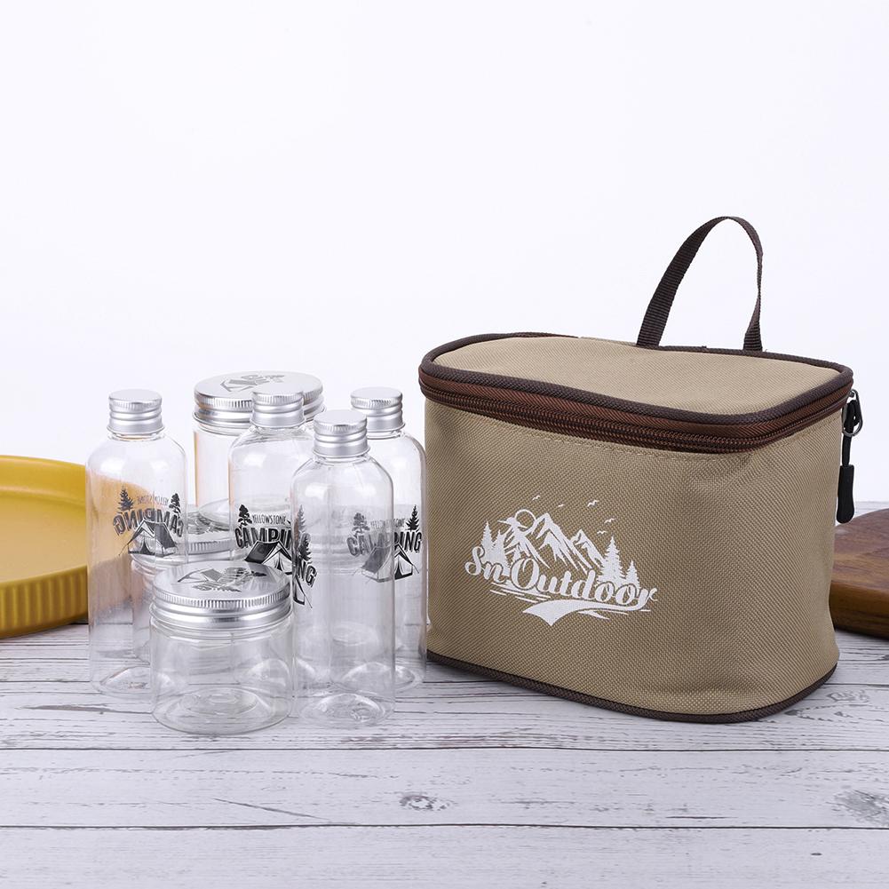 8Pcs Camping Spice Kit with Storage Bag Outdoor Spice Bottle Set Portable Pepper Spice Storage Jars Set for Outdoor Camping BBQ
