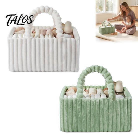 Large Capacity Baby Essentials Organizer Plush Diaper Caddy, Quilted Gear Organizer, Lightweight Mommy Bag, Caddy Fuzzy Travel Tote for Newborn