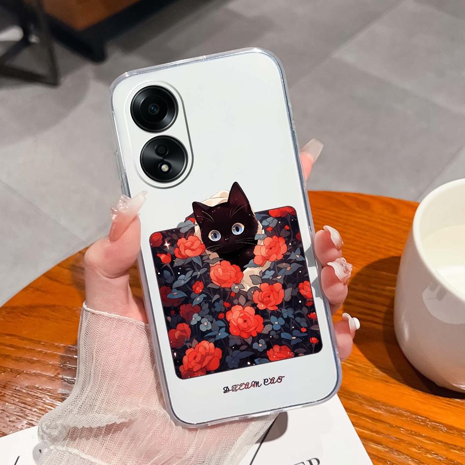 Carcasă nouă pentru Oppo A58 A57 A57S A57e A77 A77S A78 A79 A98 A38 A2 F23 K11 4G 5G Model animal drăguț din silicon transparent anti-alunecare Carcasă durabilă pentru Oppo Capa