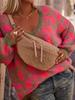 2024 Loose Knit Pullover Sweater with Irregular Coffee Pattern