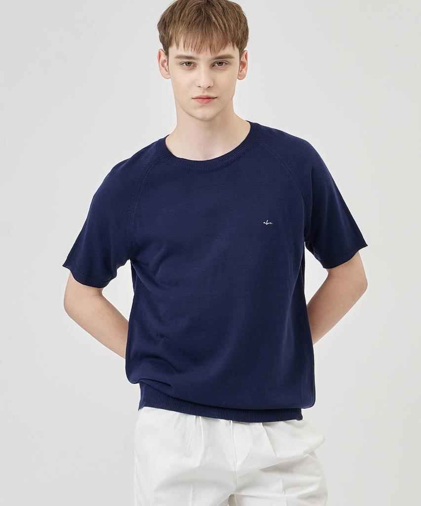 THE-ABON Arm Warmer Round Knit Short Sleeve Tee Black