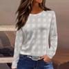 Moda Donna Top Casual a Maniche Lunghe con Scollo Rotondo e Spacco sull'Orlo con Stampa Floreale