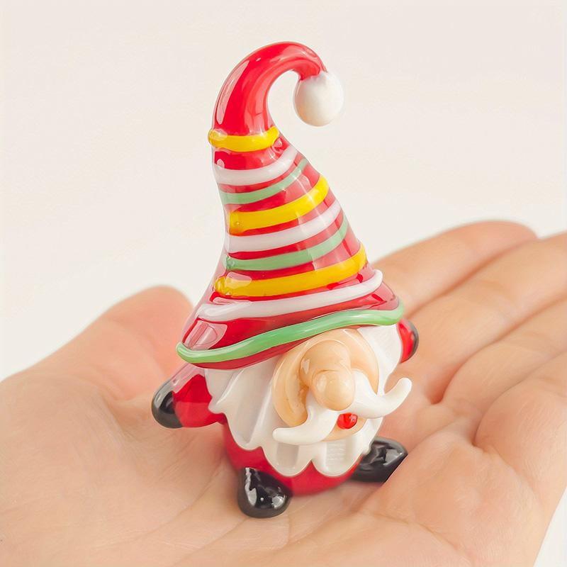 1PC Cartoon Image Handcrafted Fairy Garden Exquisite Glass Cute Christmas Tree Ornament Mini Santa Claus Figurines Desk Ornaments