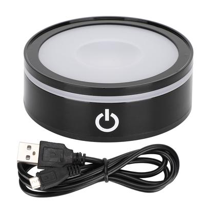 LED-Basis Kristall Schwarz Kugel Touch Mehrere Modi Buntes Weißes Licht 3D Innengravur Laserbasis