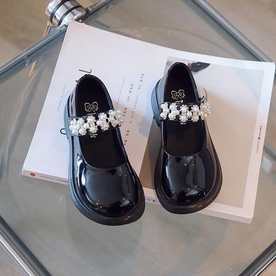 Scarpe da principessa per bambine, primavera e autunno, nuove scarpe in pelle nera piccole in stile britannico, con suola morbida, per bambini