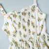 Nuovo Vestito Sottoveste Estivo con Stampa Floreale, Scollo Basso, Vita con Laccio, Spacco Alto, Abito Casual da Festa per Donna