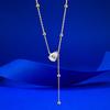 New S925 Silver Water Drop Necklace with Tassel Small Round Beads, Light Luxury, Exquisite Clavicle Chain, Wedding Jewelry
