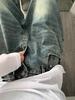 Women's Designer High-Waisted Pleated Wide-Leg Jeans - Summer Retro Washed Drapey Floor-Length Style