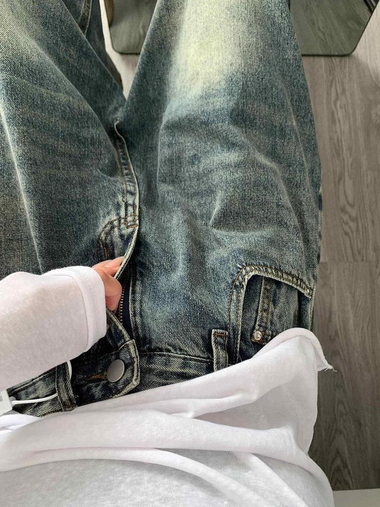 Women's Designer High-Waisted Pleated Wide-Leg Jeans - Summer Retro Washed Drapey Floor-Length Style