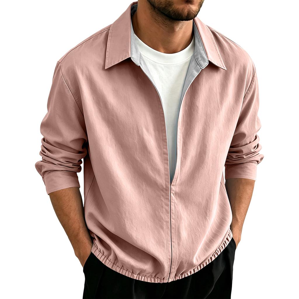 Men's Long Sleeve Pullover Shirt for Spring and Fall Casual Wear