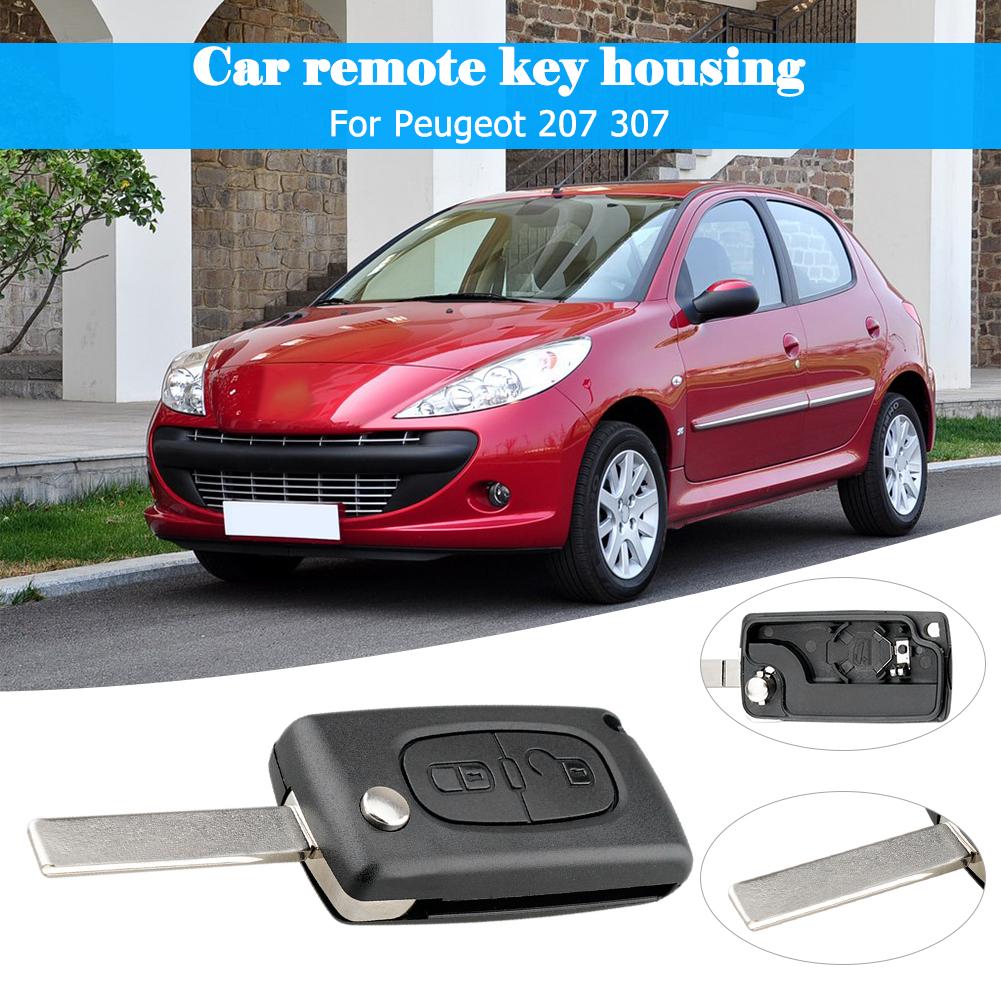 2 Buttons Flip Folding Key Case Black Remote Flip Folding Key Shell Cover Case for Peugeot 207 307