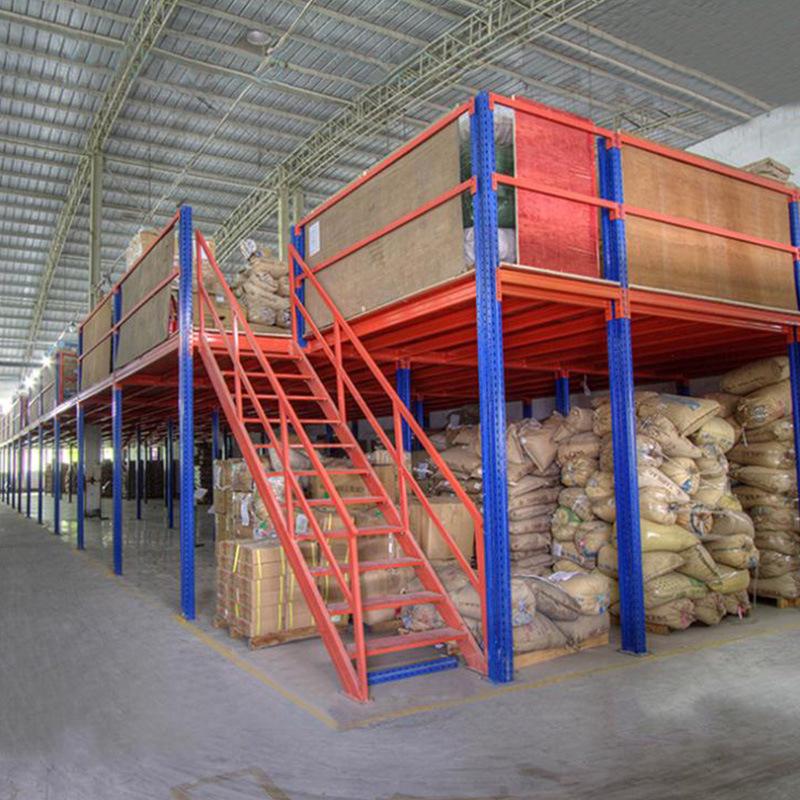 Heavy-Duty Two-Tier Steel Loft Shelving for Warehouse Storage