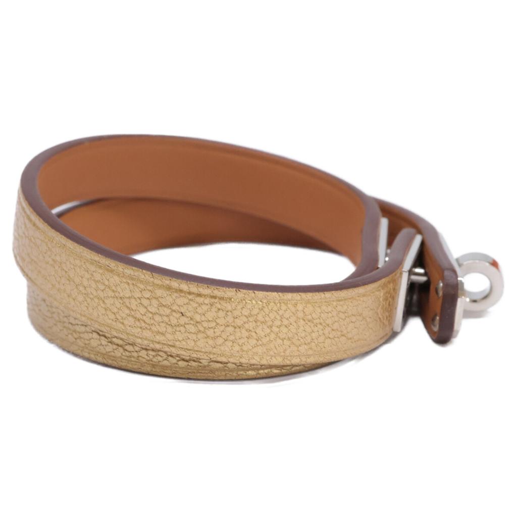 Hermes [Brand New, Unused] 2024 W-stamped Mini Kelly Double Tour Leather Bracelet T2 Metallic goldUsed