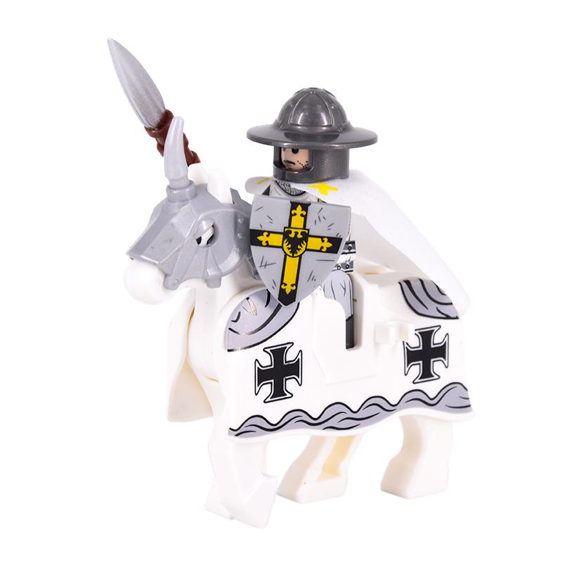 Medieval Figures Middle Ages Rome Warrior Golden Knight Horse Hawk Castle King Dragon Knights Building Blocks BricksToys gifts