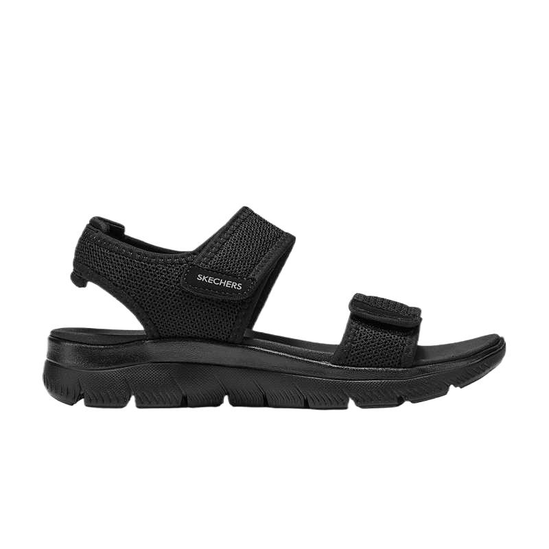 Skechers Sport Comfort Fabric Solid Color Velcro Beach Sandals Women Sandals 163158-BBK