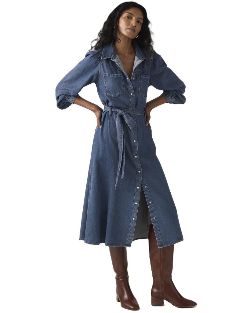 Levi's JOURNEY Western Maxi Dress Long Sleeve Women's 005OK-0000 US XS