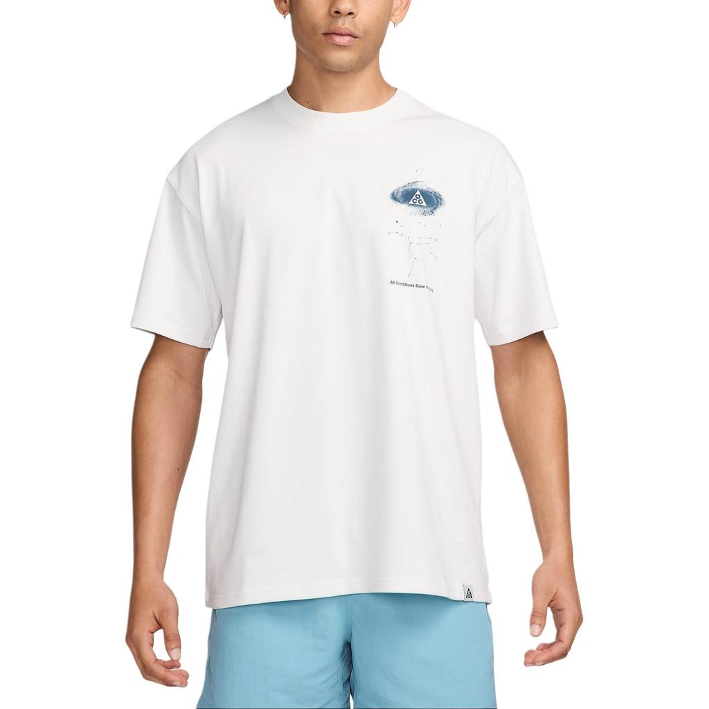 Nike T-shirt à Manches Courtes Décontracté Confortable de Sport Absorbant la Sueur Homme Hauts Blanc Sommet de Montagne FZ5275-121