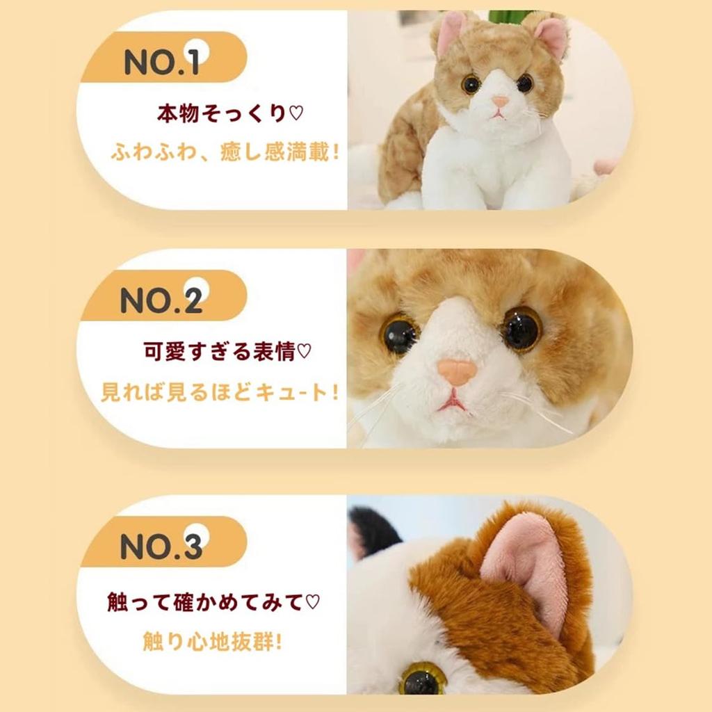This and lifelike plush pillow features a brown tabby and calico black and white A perfect gift for or store This 50cm plush toy cushion features a