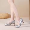 Zapatos de Baile Moderno para Mujer de Piel con Puntera Cerrada Suela de Ante Vals Salón Estándar Zapatos de Baile Tacón 6.5cm