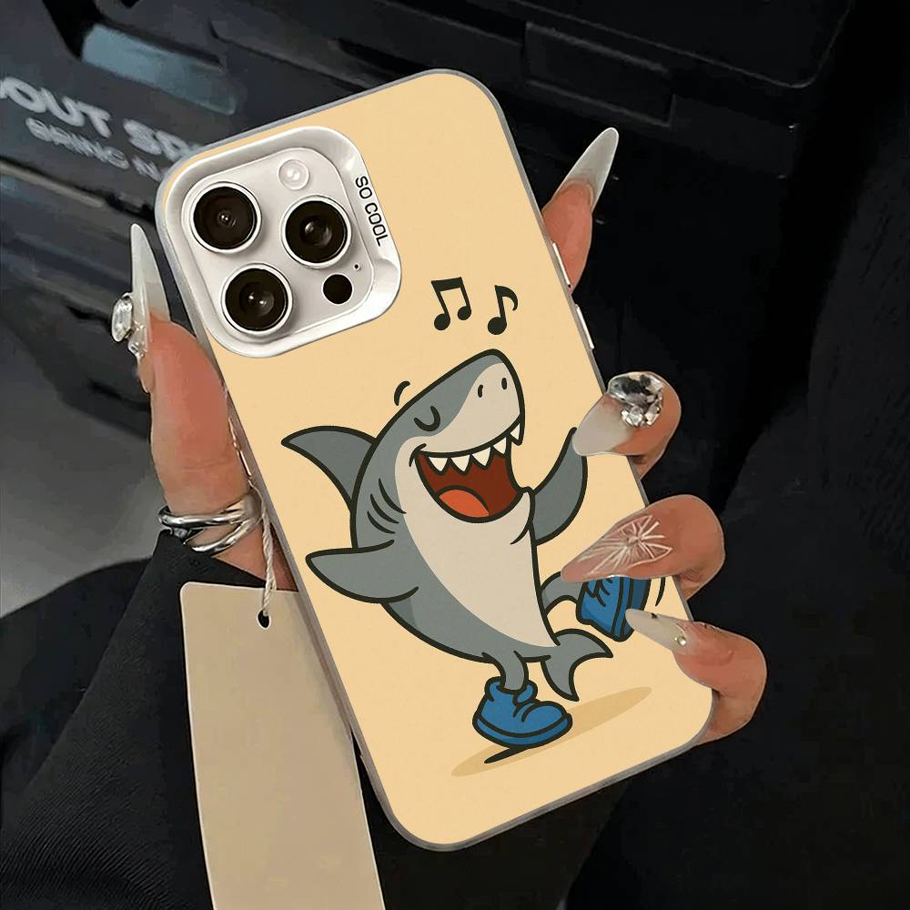 Brainrot Tralalero Phone Case For iPhone 11 12 13 14 15 16Pro Max Plus White Sliver  Phone Cover