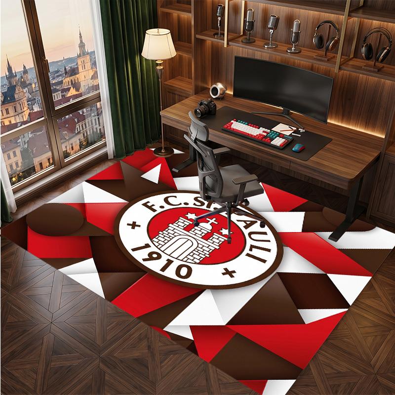 FC St. Pauli Voetbal Print Kristalfluweel Tapijt, Comfortabel Waterabsorberend Antislip Binnen Vloerkleed
