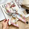 Commuter elegant flower silk scarf women's contrasting color retro printing satin scarf shirt with multi-purpose decorative small scarf