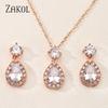 ZAKOL Luxury Geometric Water Drop Cubic Zirconia Jewelry Sets for Women Exquisite Engagement Jewelry Wedding Jewellery Set
