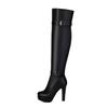 Women's High-heeled Boots, Sexy European and American Style Waterproof Platform Thick Heel Solid Color Large-size Knee Boots