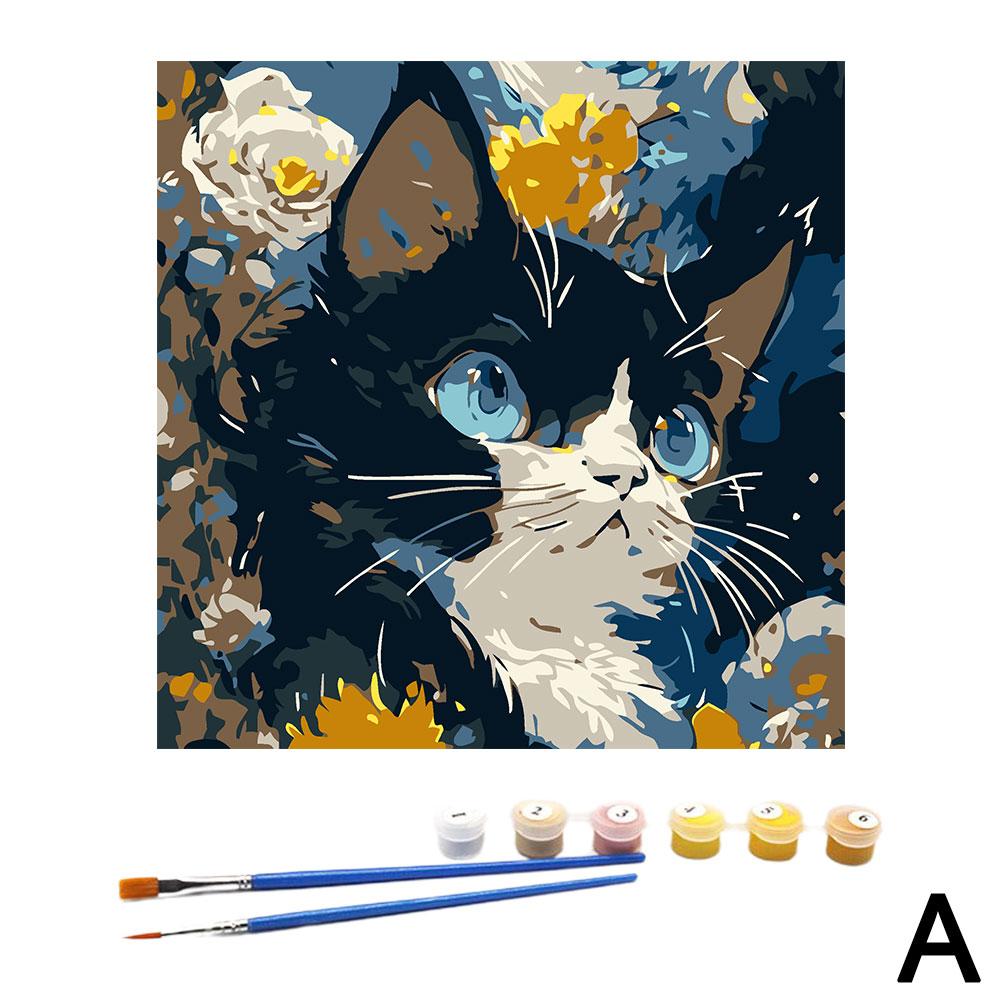 

Раскраска по номерам Цифровая масляная живопись Сделай сам Расписанная вручную Раскрашивание Портрет животного Креативный кот Гостиная Подвесная картина 20x20cm