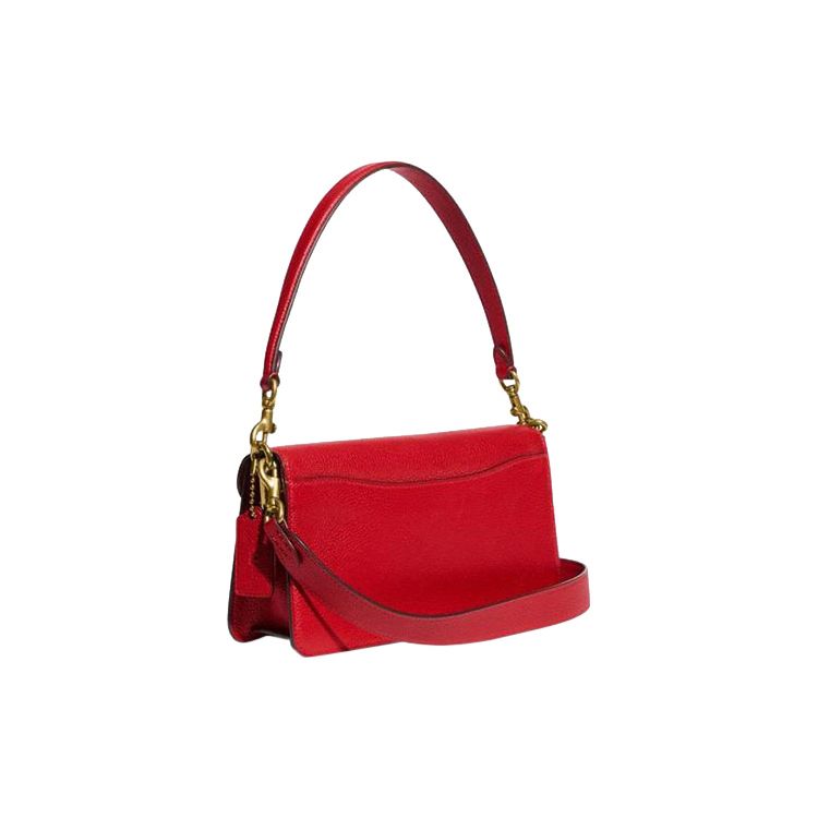 Coach Tabby 26 Flap Closure Side Slit Pocket Polished Pebble Leather Handheld Crossbody Shoulder Bag Medium Women Bags Bright-Red 73995-B4UP7
