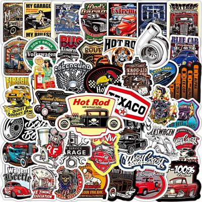 10/50 adesivi Hot Rod a tema auto d'epoca, adesivi graffiti per fai da te, adesivi per bagagli, laptop, skateboard, motociclette e biciclette