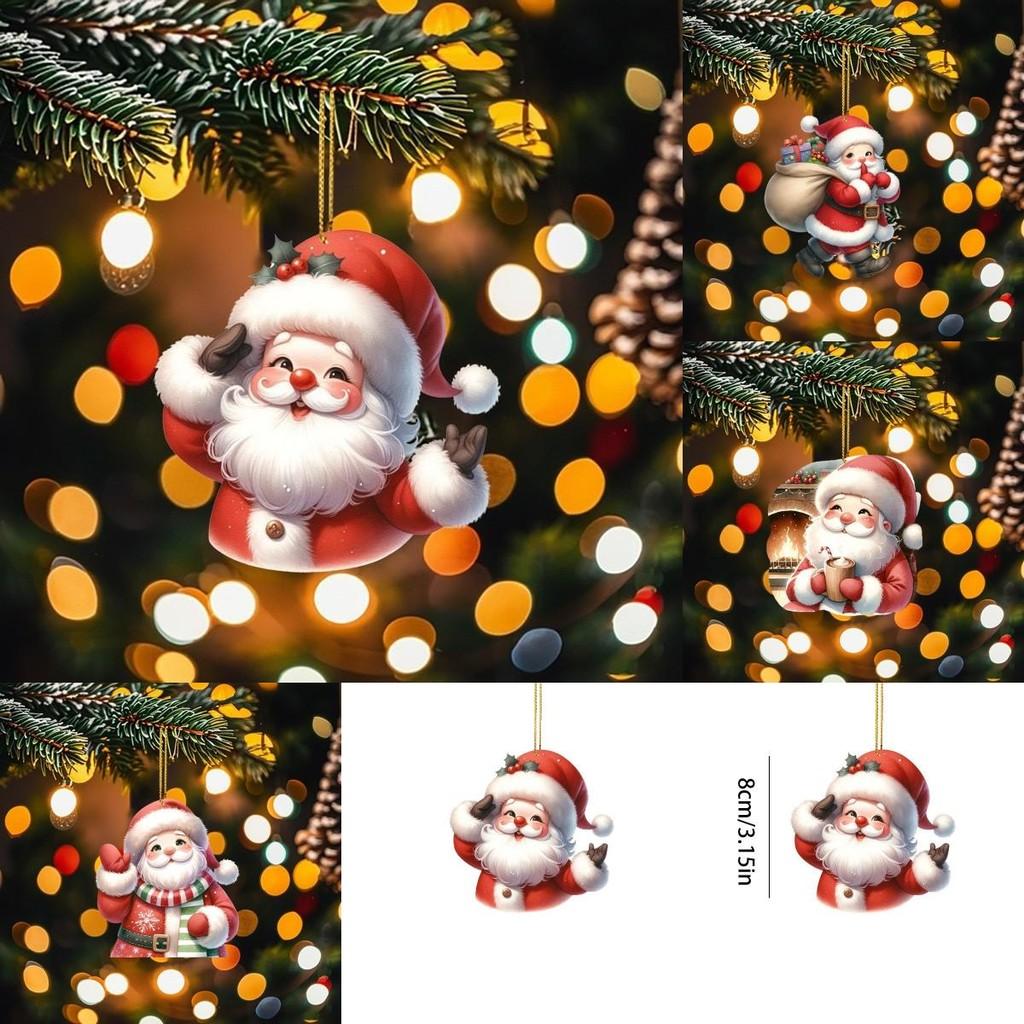 Car Cartoon Acrylic Ornament With Santa Claus Design For Decoration Vehicle