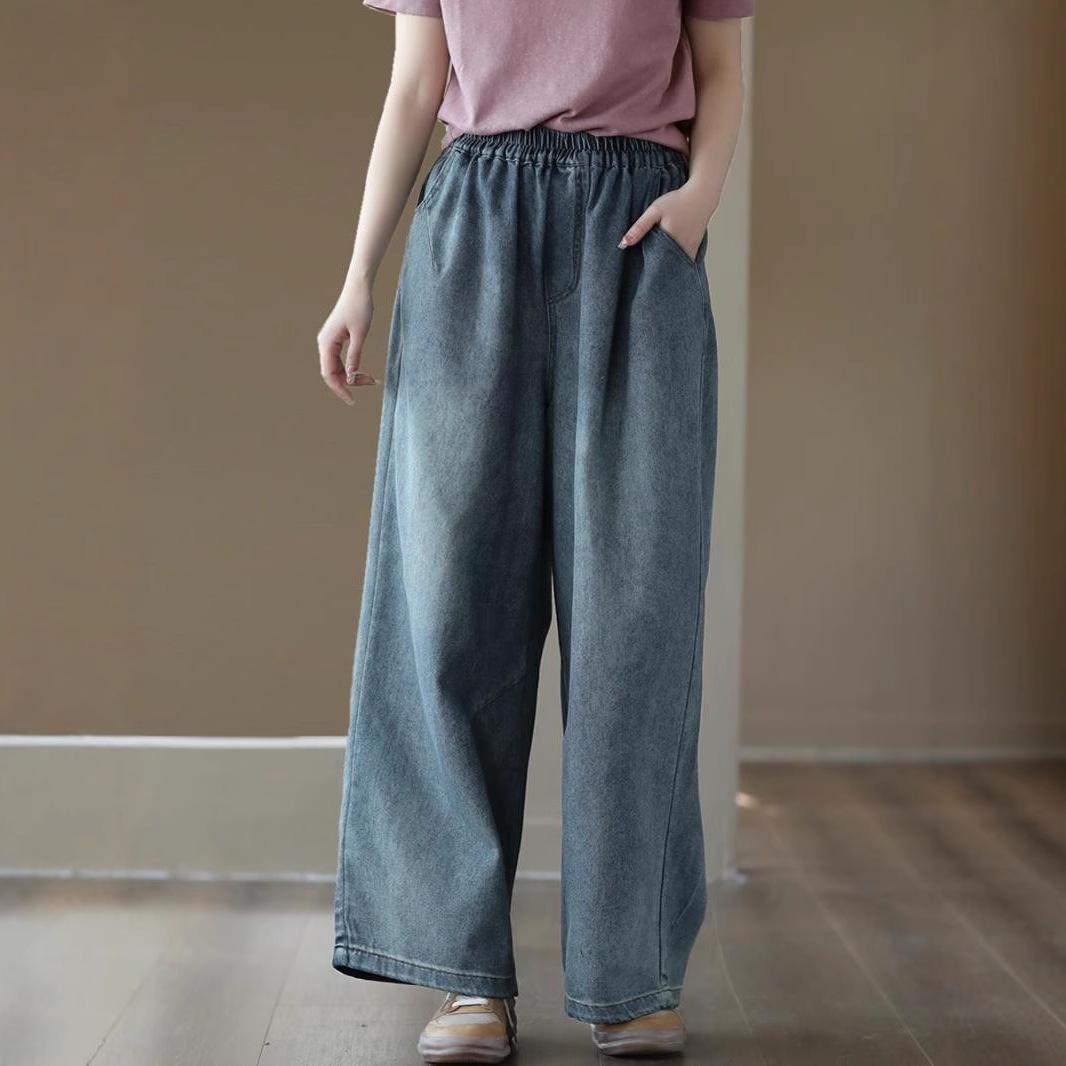

Retro Wide Leg Denim Jeans High Waist Straight Leg Long Pants Spring Autumn Casual Loose Women s Fashion New Arrival 3XL