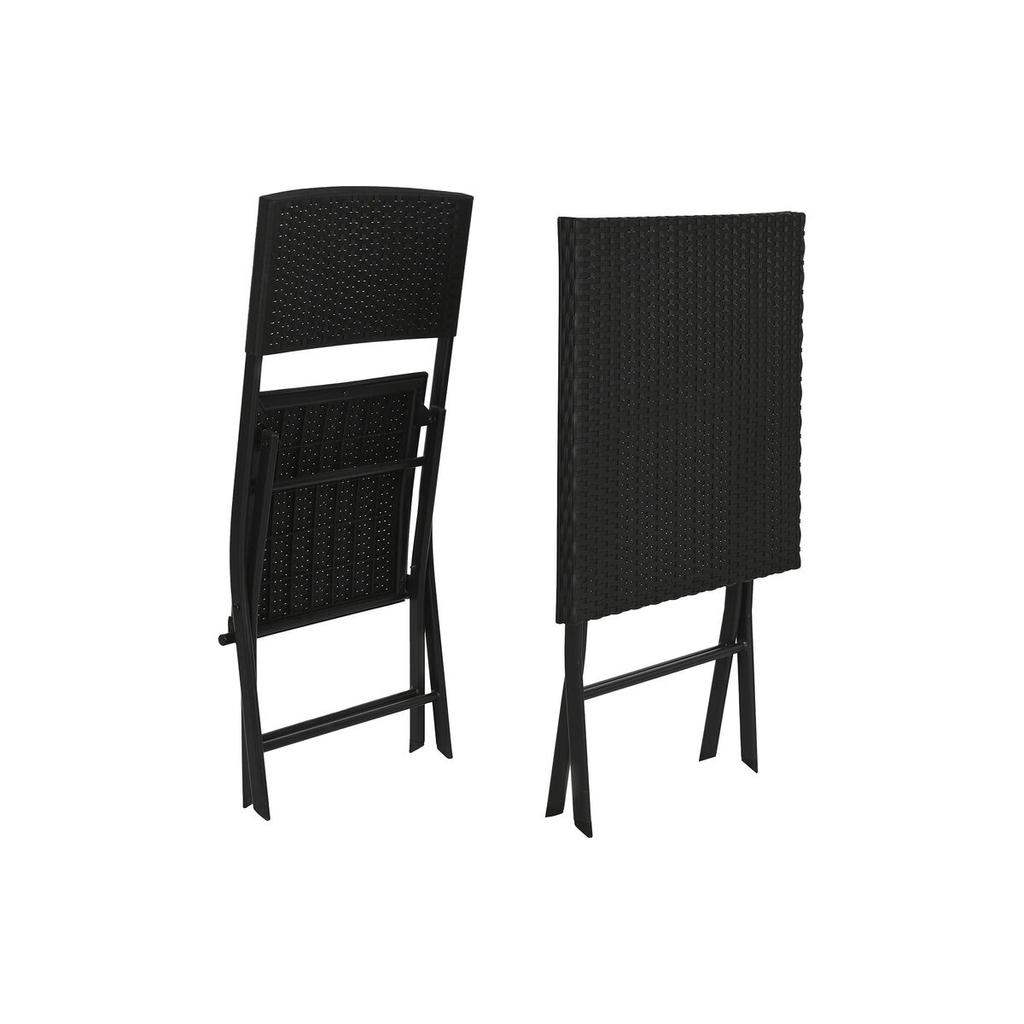 Table + 2 Chairs Set Home ESPRIT Black Steel Synthetic Rattan 58 X 58 X 71.5 Cm