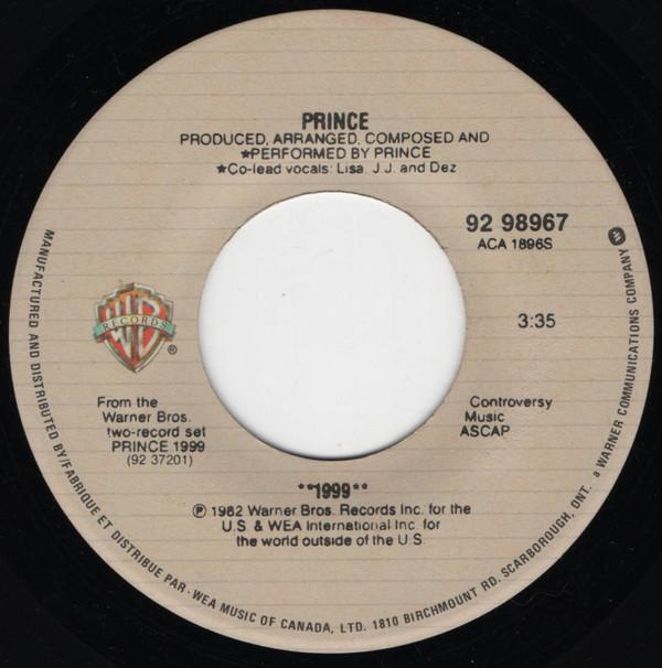 

7inch Record PRINCE 1999 9298967 Warner Bros. Re 1982 Canada SoulFunk Used