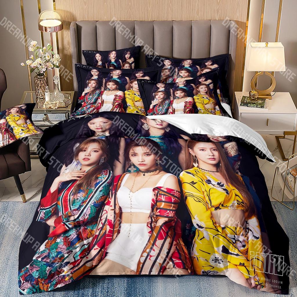Fashion Gidles Girl Group KPOP Bedding Set Single Twin Full Queen King Size Bed Set Kids Bedroom Duvetcover Sets Bed Sheet Set