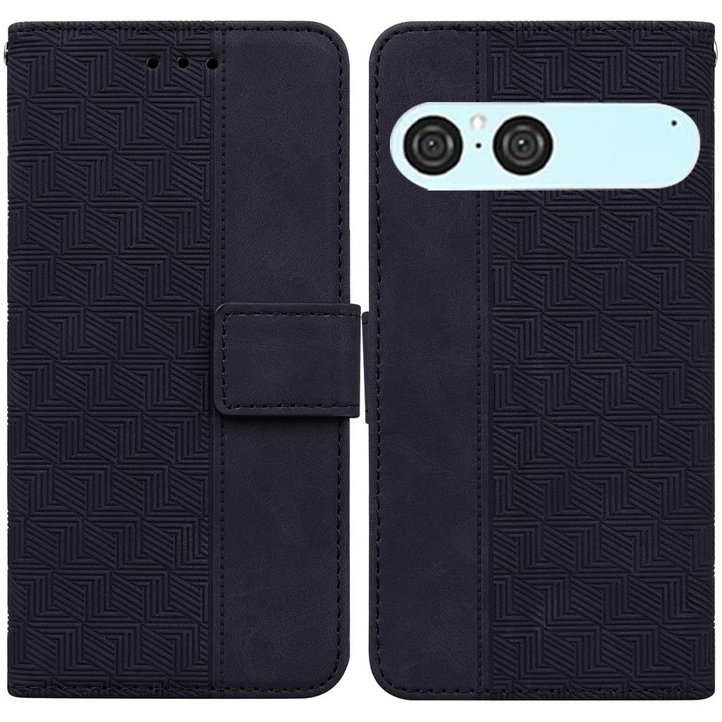 Pro Sony Xperia 10 VII Pouzdro Geometrický Vzor Kožená Peněženka Kryt na Telefon s Poutkem na Zápěstí