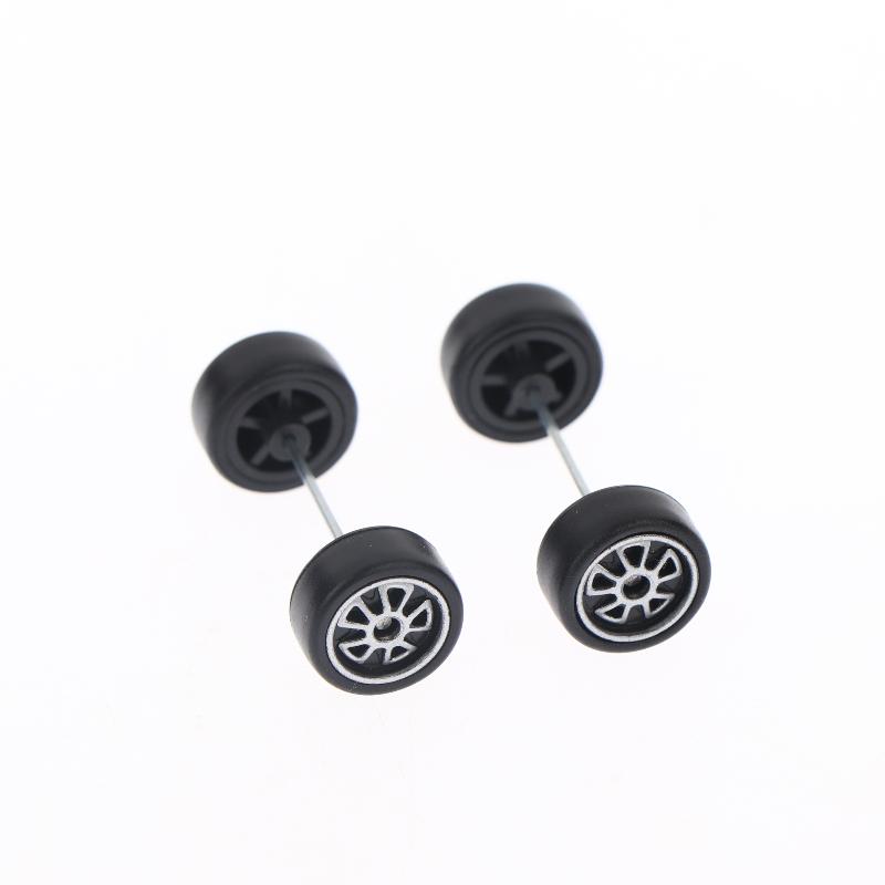 1 Set Diy Accessories 1/64 Model Wheels With Slicks Rubber Tires For Toy Model Petal Wheel Diecast Cars Refiting Parts