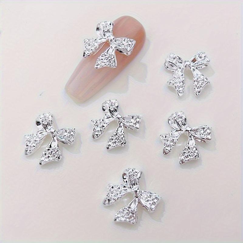50 Stück Schleife Nailart Charms, Niedliche Strass Nageldekorationen für Frauen und Mädchen, Nagelzubehör-Set