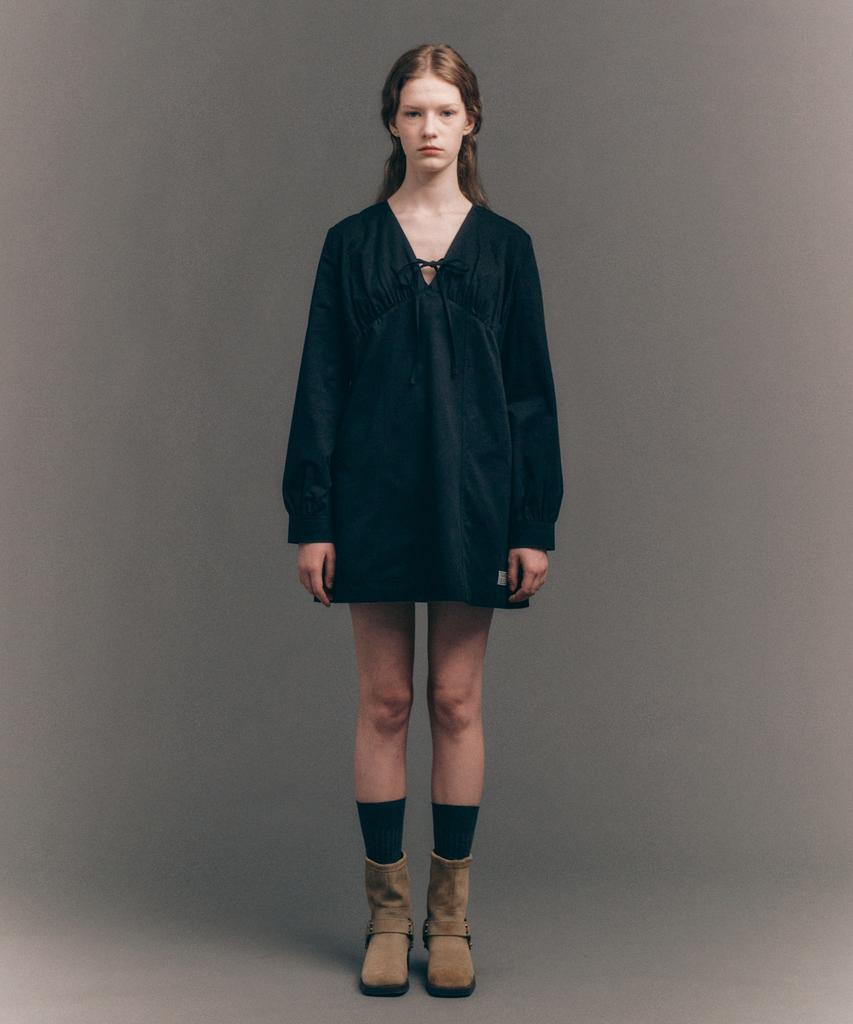 Seteo (W) Shirred Cotton Dress Black