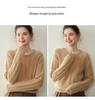 Women's Solid Color Cashmere Pullover: Round Neck, Seven-Stitch Cable Knit, Comfortable and Gentle Style, Warm Base Layer Sweater.