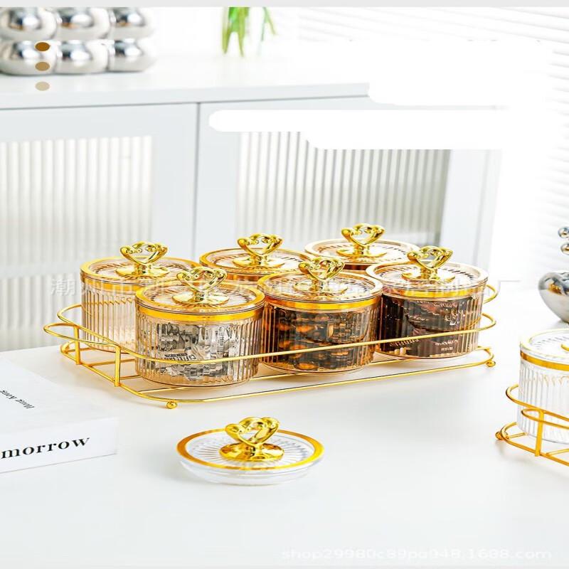 LISM Kitchen Food Storage Jar Set with Golden Rack