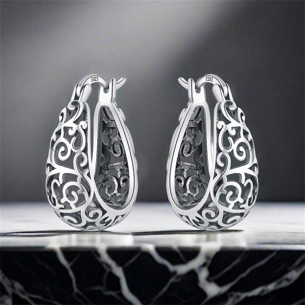 Orecchini in Argento 925 Serie Vite Vintage Gioielli Versatili Cerchi per Donne Gioielli Fini Regali per Feste di Compleanno