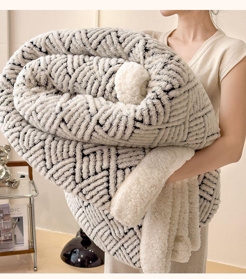 G5Z Warme Winter-Doppelseitige Fleecedecke mit Verdicktem Milchvelours und Lammwolle