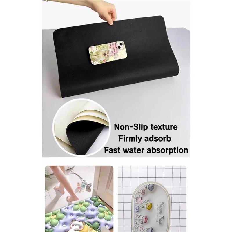 Cute Cartoon Dog Diatomaceous Earth Bath Mat Quick Dry Water Absorbent Non Slip Bathroom Floor Mat Doormat