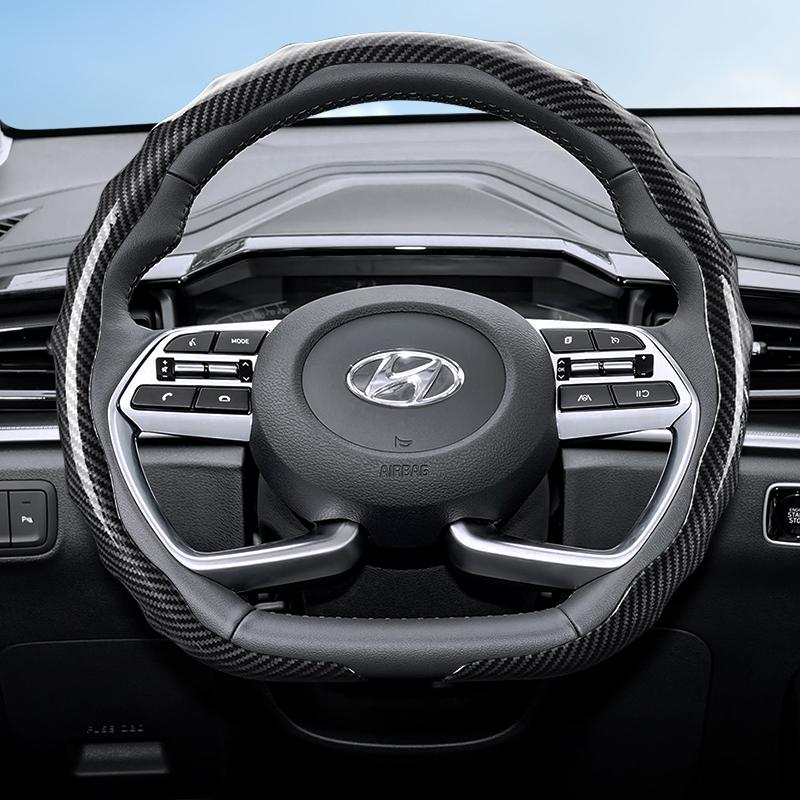 Suitable for Hyundai Carbon Fiber Texture Steering Wheel Cover Snap-On Wave-Shaped Sport Design Elantra N Sonata Ioniq 5 5N 6 9 Venue Kona Santa