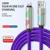 240W Super Fast Charging Cable 4 In 1 Multi Connectors Charger Rotating Elbow USB To Type-C 1.2M Mobile Phone Charger Cable