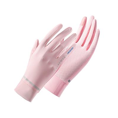 Spring and Summer Women's Sun Protection Gloves Two-finger Anti-UV Thin Ice Silk Cool Feeling Outdoor Cycling Full-finger Gloves for Women