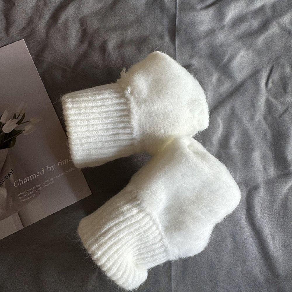 Korean Style Knitting Gloves Five Finger Cycling Driving Gloves Gift Full Finger Mittens  Autumn