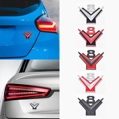 Car Styling Metal V8 Logo Car Fender Emblem Rear Trunk Badge Decor Sticker For Dodge Jeep Ford Chevrolet Lexus Jaguar Chrysler YY8